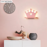 Cartoon Led Wall Sconce With Shelf For Kids Bedroom Decor