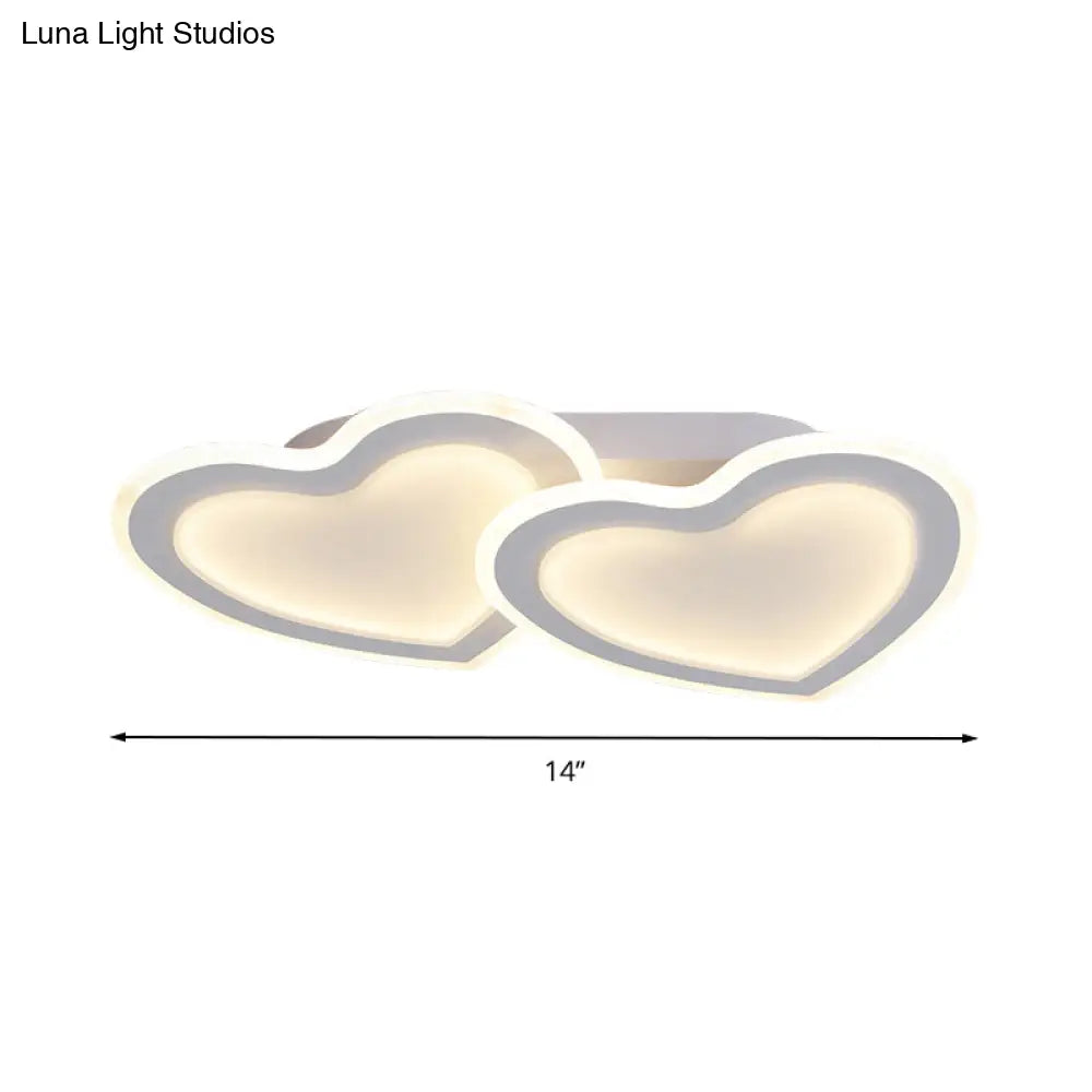 Cartoon Loving Heart Led Flush Ceiling Light For Hotel Living Room
