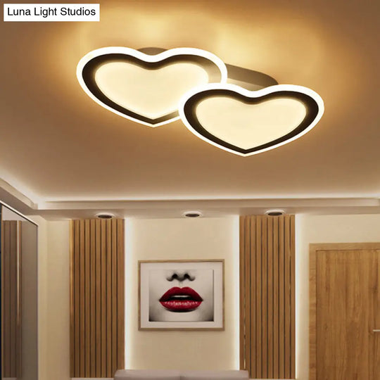 Cartoon Loving Heart Led Flush Ceiling Light For Hotel Living Room