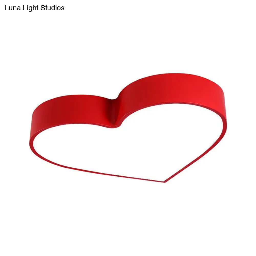 Cartoon Loving Heart Led Flush Mount Light With Romantic Acrylic Design - Ceiling For Bedrooms