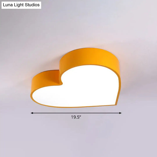 Cartoon Loving Heart Led Flush Mount Light With Romantic Acrylic Design - Ceiling For Bedrooms
