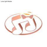 Cartoon Pink/Light Blue Led Flush Mount Ceiling Light With Musical Note Acrylic Design - Warm/White