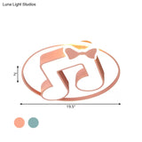 Cartoon Pink/Light Blue Led Flush Mount Ceiling Light With Musical Note Acrylic Design - Warm/White
