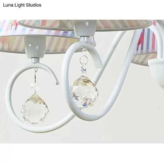 Cartoon Pony 5-Light Hanging Chandelier With Tapered White Shade For Nursing Room