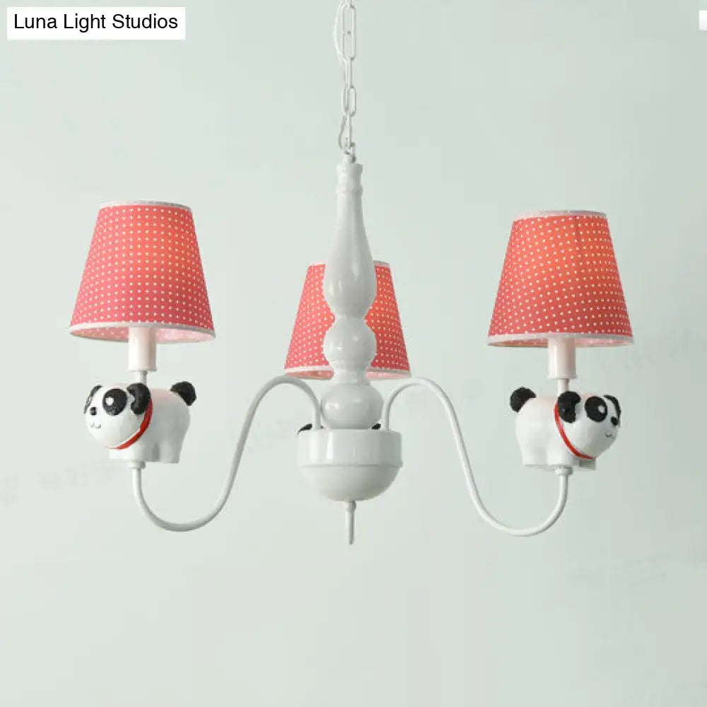 Cartoon Sheep Hanging Lamp: Kindergarten Fabric Pendant Light With 3 Lights