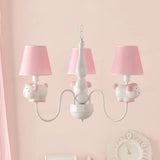 Cartoon Sheep Hanging Lamp: Kindergarten Fabric Pendant Light With 3 Lights Pink