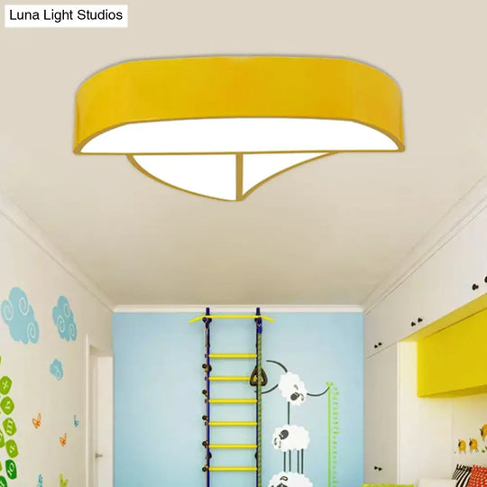 Cartoon Ship Led Ceiling Flush Mount Light For Nursing Room Or Kitchen Yellow / White 19.5’