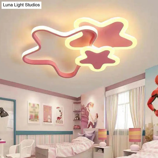 Cartoon Star Flush Mount Ceiling Light For Girls Bedroom