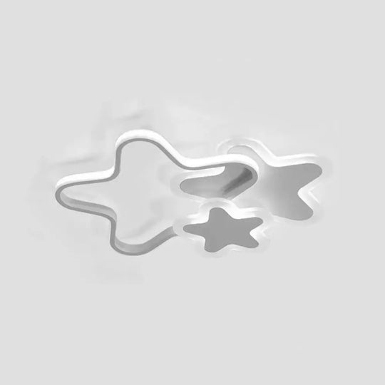 Cartoon Star Flush Mount Ceiling Light For Girls Bedroom White / Warm