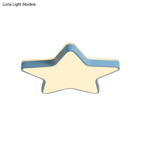 Cartoon Star Led Flush Mount Ceiling Light For Children’s Bedroom In Warm/White (Pink/Blue/White)