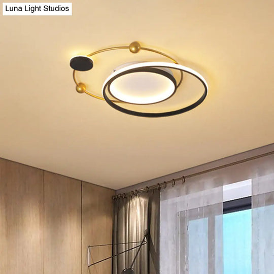 Cartoon Style Led Acrylic Universe Flush Light Fixture - Gold With White/Warm Light|