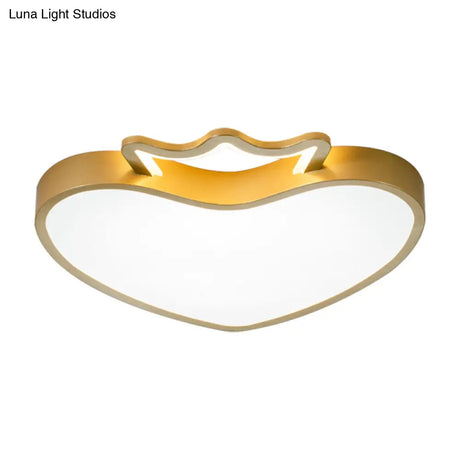 Cartoon Style Pink/Gold Heart Led Ceiling Light Fixture