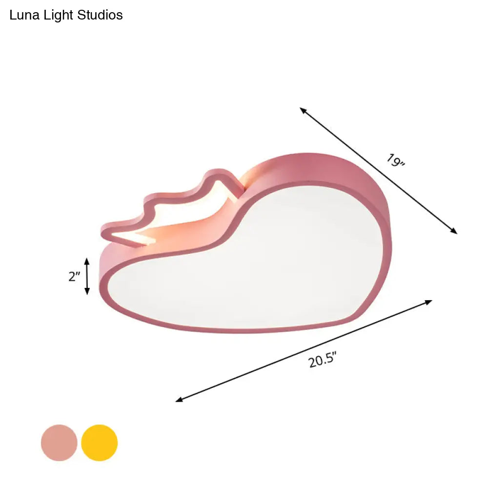 Cartoon Style Pink/Gold Heart Led Ceiling Light Fixture