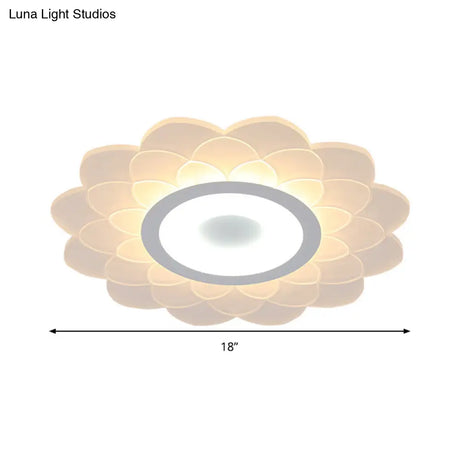 Cartoon White Led Flush Ceiling Light - Child’s Bedroom Blossom Acrylic Fixture
