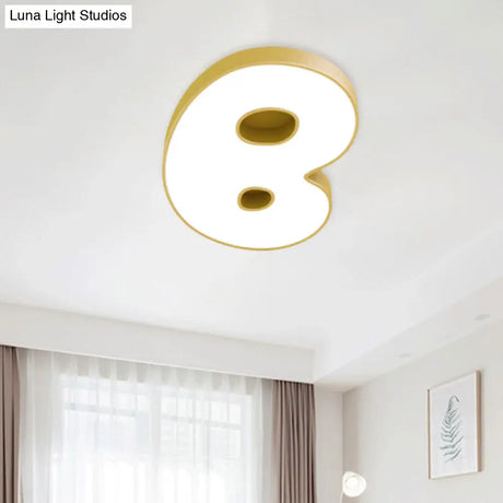 Cartoon White Led Kids Bedroom Flush Light With Acrylic Shade