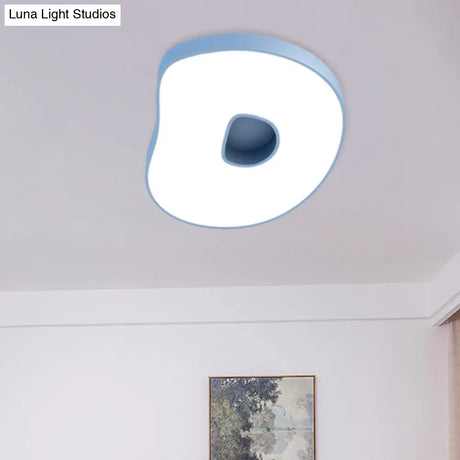 Cartoon White Led Kids Bedroom Flush Light With Acrylic Shade