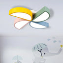 Cartoon Windmill Nursery Ceiling Light In Multi-Color Metal Flush Mount Black-Blue-Yellow / 19.5’