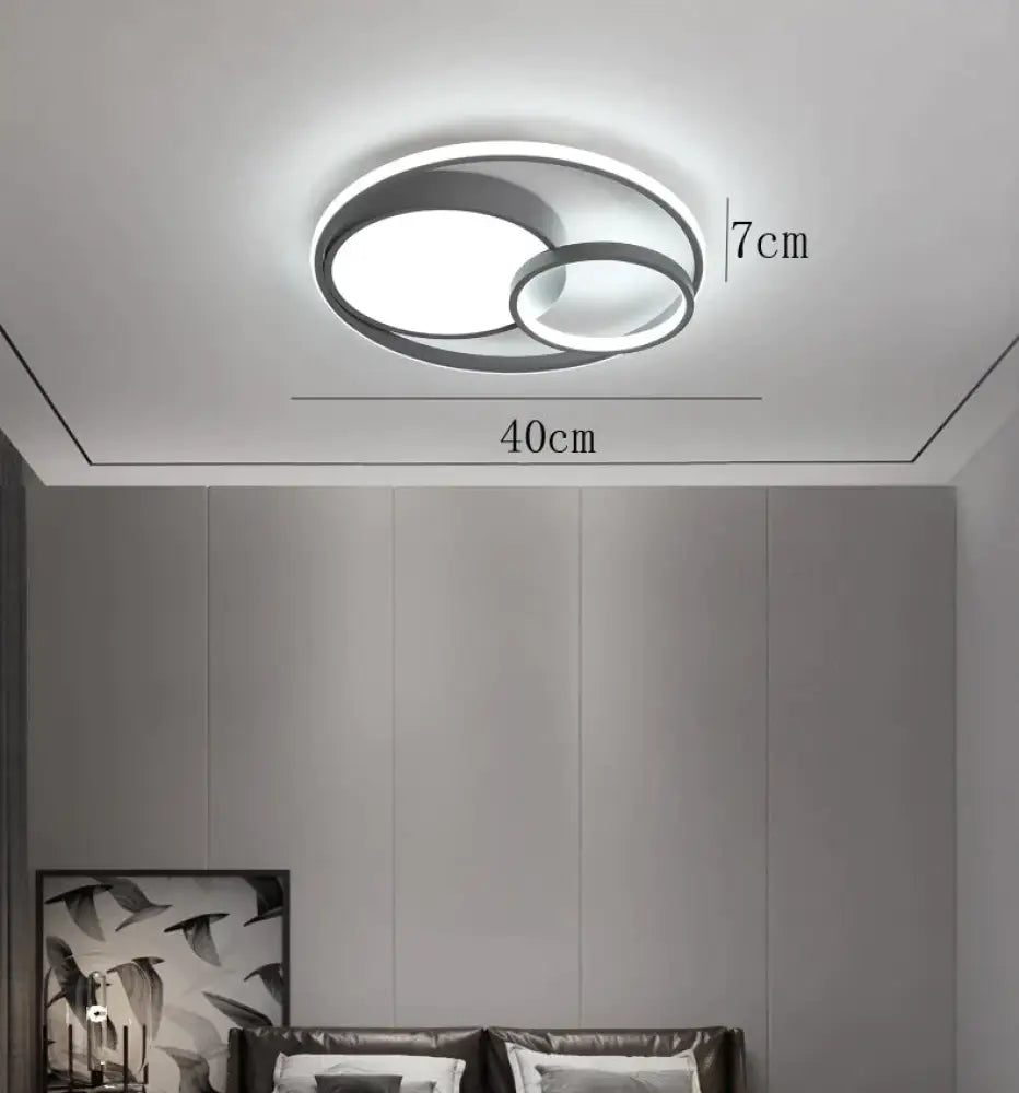 Ceiling Lamp LED Bedroom Lamp Simple Light Luxury Creative Warm Romantic Master Bedroom Lamp Gray / Dia40CM / Warm