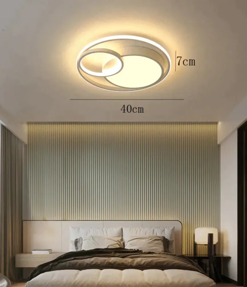 Ceiling Lamp LED Bedroom Lamp Simple Light Luxury Creative Warm Romantic Master Bedroom Lamp White / Dia40CM / White