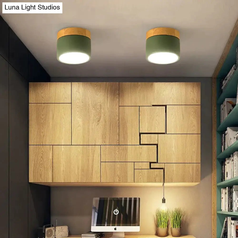 Ceiling Lights Iron&Wood Lamp For Living Room Bedroom Kitchen Corridor Home Deco 7W Led Spot Light