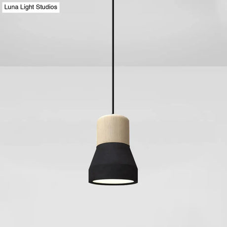 Cement Bottle Small Hanging Lamp Macaron Single Red/Grey/Green Ceiling Pendant Light With Wood Top