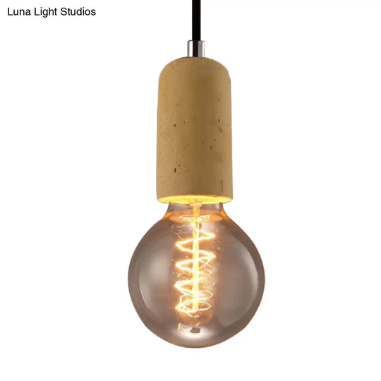 Minimalist Cement Hanging Pendant Light With Open Bulb - Ideal For Cafe And Restaurant