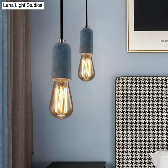 Cement Pendant Lamp - Open Bulb Minimalist Style 1-Light Ideal For Cafes And Restaurants