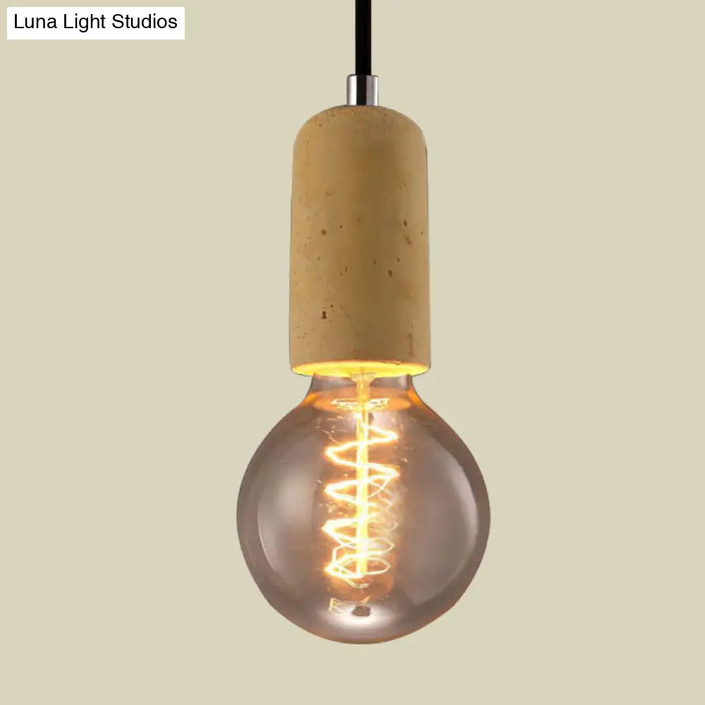 Minimalist Cement Hanging Pendant Light With Open Bulb - Ideal For Cafe And Restaurant