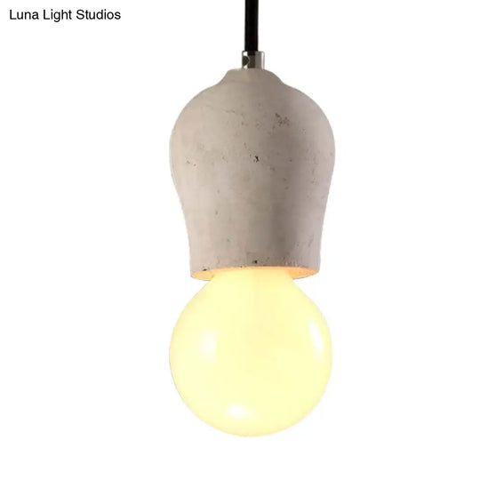 Minimalist Cement Hanging Pendant Light With Open Bulb - Ideal For Cafe And Restaurant