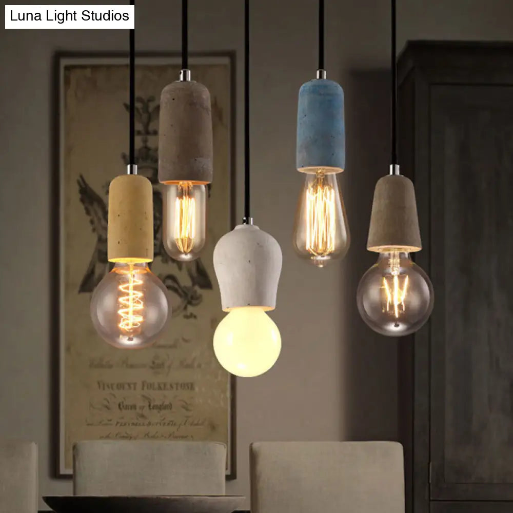 Cement Pendant Lamp - Open Bulb Minimalist Style 1-Light Ideal For Cafes And Restaurants Grey / A