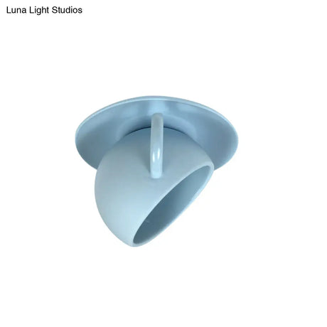 Ceramic Coffee Cup Flush Mount Ceiling Lamp - Rotatable Led Light In White/Grey/Blue