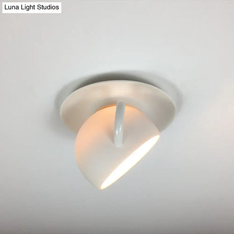 Ceramic Coffee Cup Flush Mount Ceiling Lamp - Rotatable Led Light In White/Grey/Blue