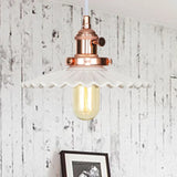 Ceramic Scalloped Edge Industrial Pendant Light With Single Bulb For Dining Rooms In Black Bronze