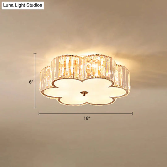Champagne Flower Crystal Flush Mount Ceiling Light - Elegant 6 - Light Fixture