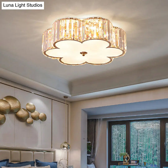 Champagne Flower Crystal Flush Mount Ceiling Light - Elegant 6 - Light Fixture