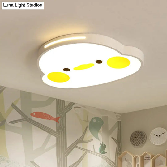 Charming Chick Baby Room Flushmount Light - Adorable Led Ceiling Fixture In White
