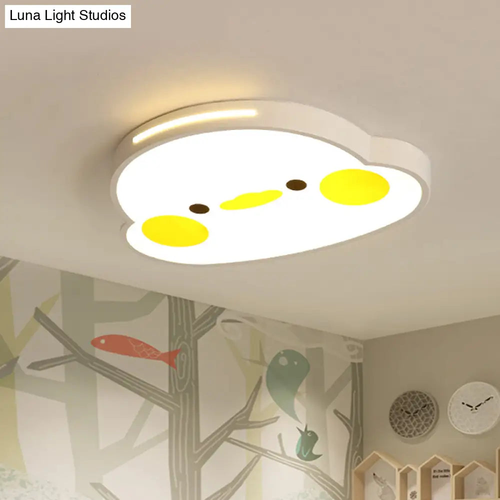 Charming Chick Baby Room Flushmount Light - Adorable Led Ceiling Fixture In White