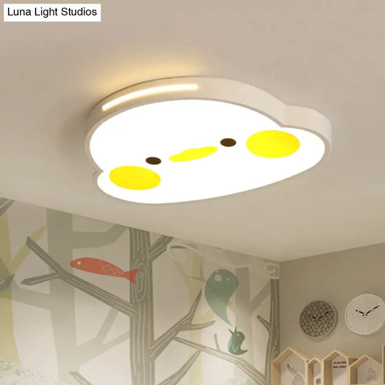 Charming Chick Baby Room Flushmount Light - Adorable Led Ceiling Fixture In White