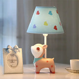 Charming Pink Sika Deer Desk Light With Fabric Shade - Perfect For Study Room Blue