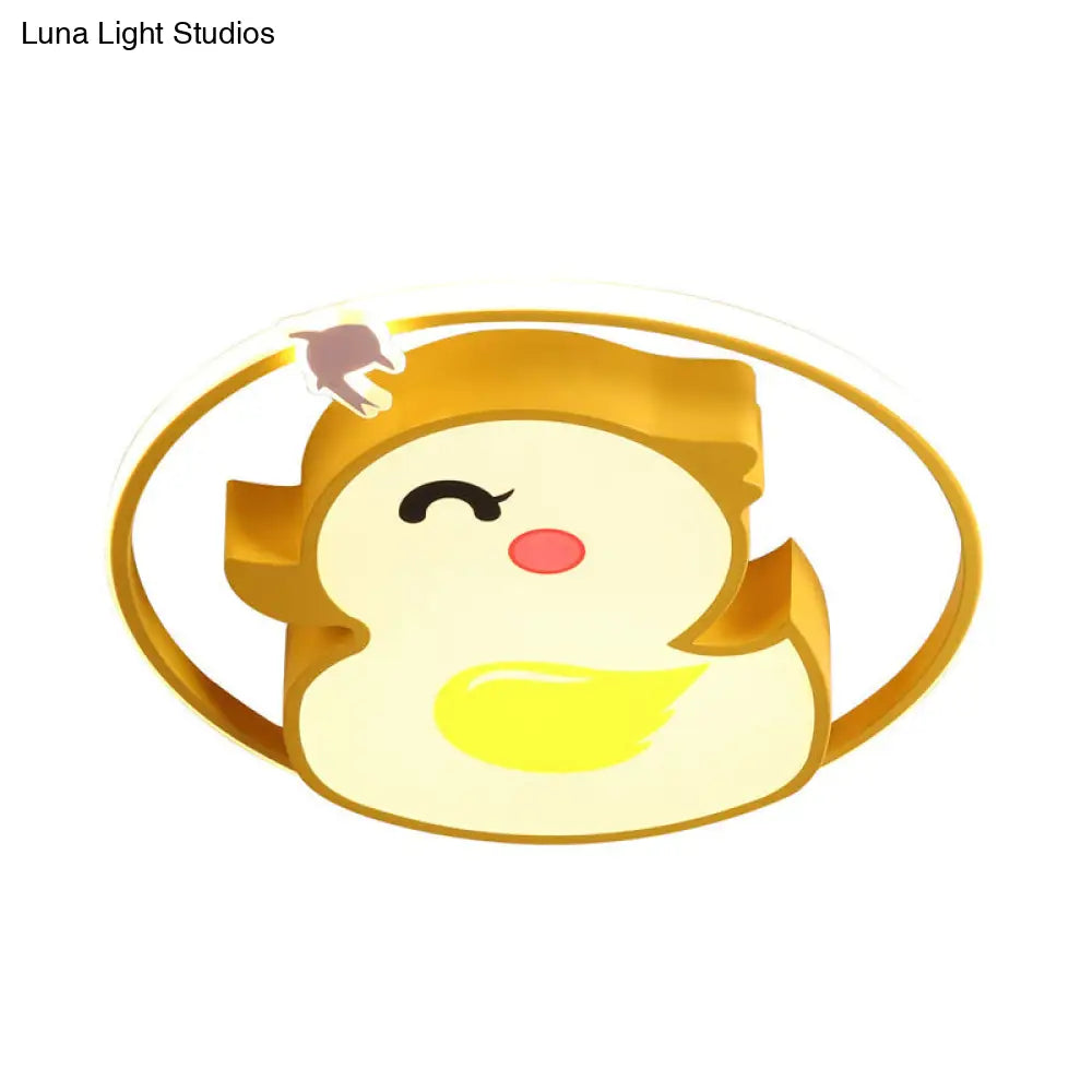 Cheerful Yellow Duck Led Ceiling Flushmount With Acrylic Shade
