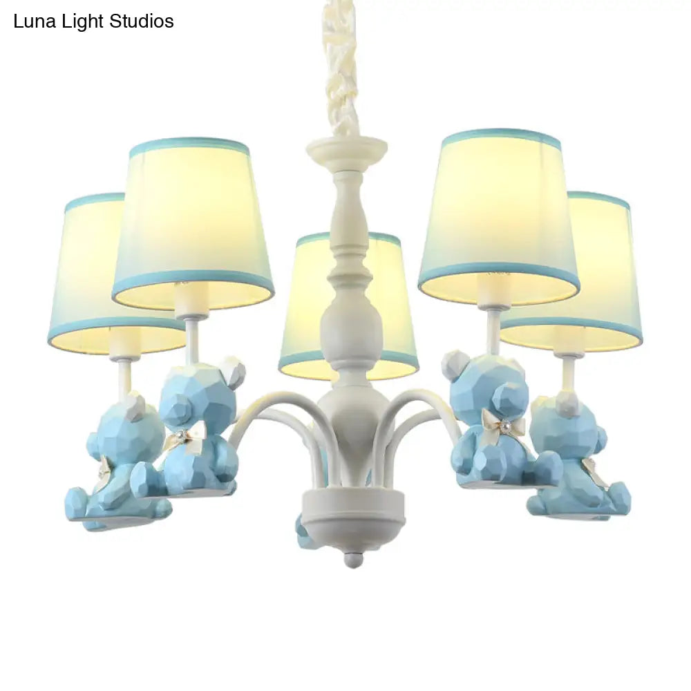Chic Bear Hanging Ceiling Lamp - Metal And Resin Chandelier For Living Room
