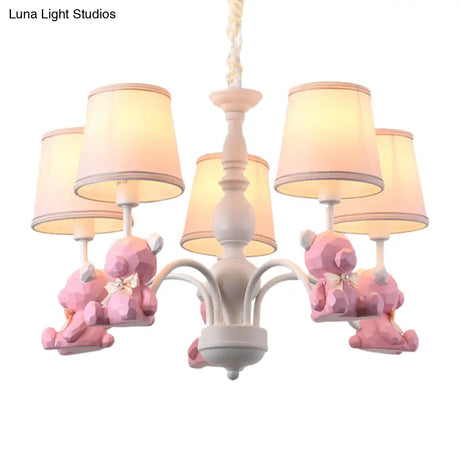 Chic Bear Hanging Ceiling Lamp - Metal And Resin Chandelier For Living Room