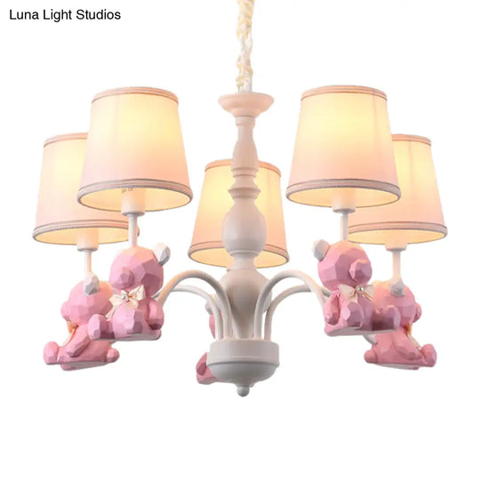 Chic Bear Hanging Ceiling Lamp - Metal And Resin Chandelier For Living Room