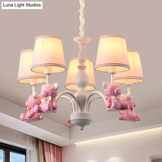 Chic Bear Hanging Ceiling Lamp - Metal And Resin Chandelier For Living Room