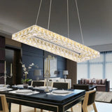 Chic Crystal Pendant Chandelier For Restaurants: Modern Rectangle Design Clear / Third Gear