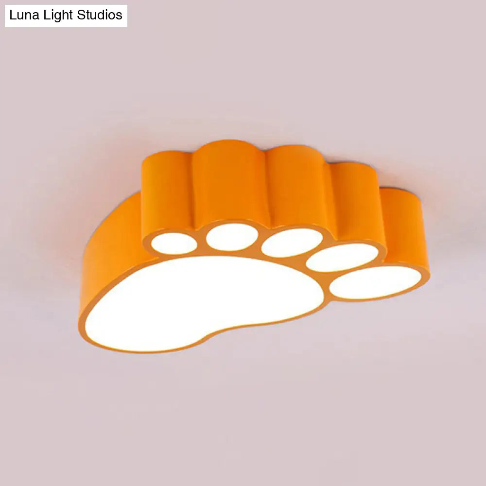 Child-Sized Flush Mount Led Ceiling Light In Metallic Finish - Perfect For Bedrooms Yellow / 18