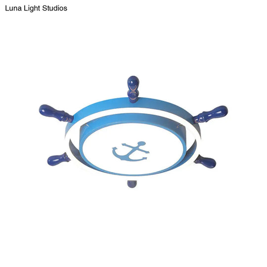 Childrens Led Flush Mount Ceiling Light - Metallic Rudder Design