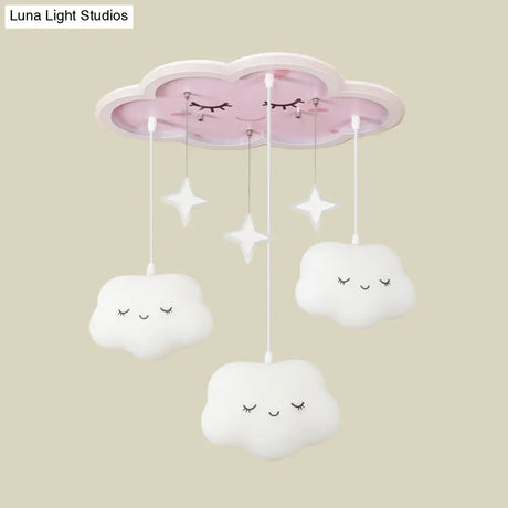 Children’s Sweet Dream Cloud Led Ceiling Light For Bedroom - With Draping Acrylic And Flush Mount
