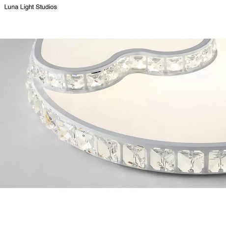 Children’s White Sky View Acrylic Flush Ceiling Light With Crystal Accent For Foyer