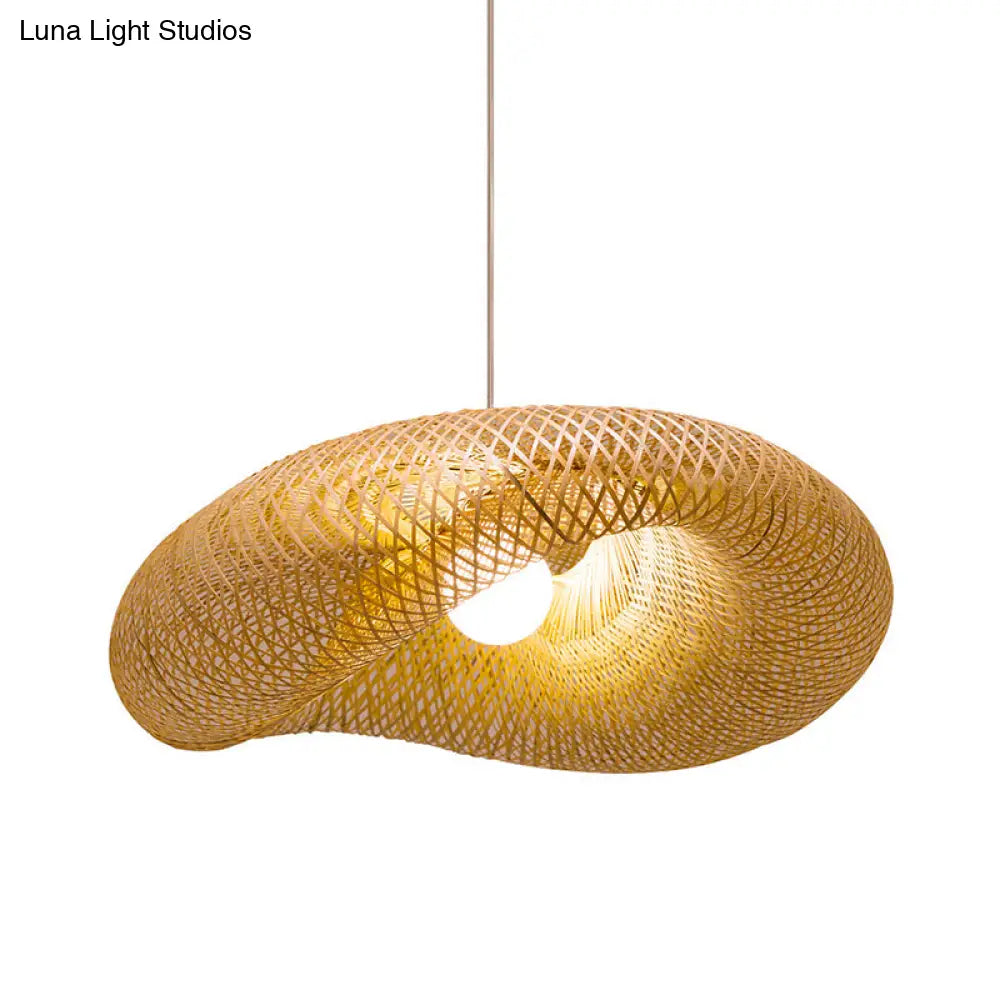 Chinese Bamboo Pendant Lamp | Handmade 1-Head Flaxen Ceiling Light 19.5/23.5 Long